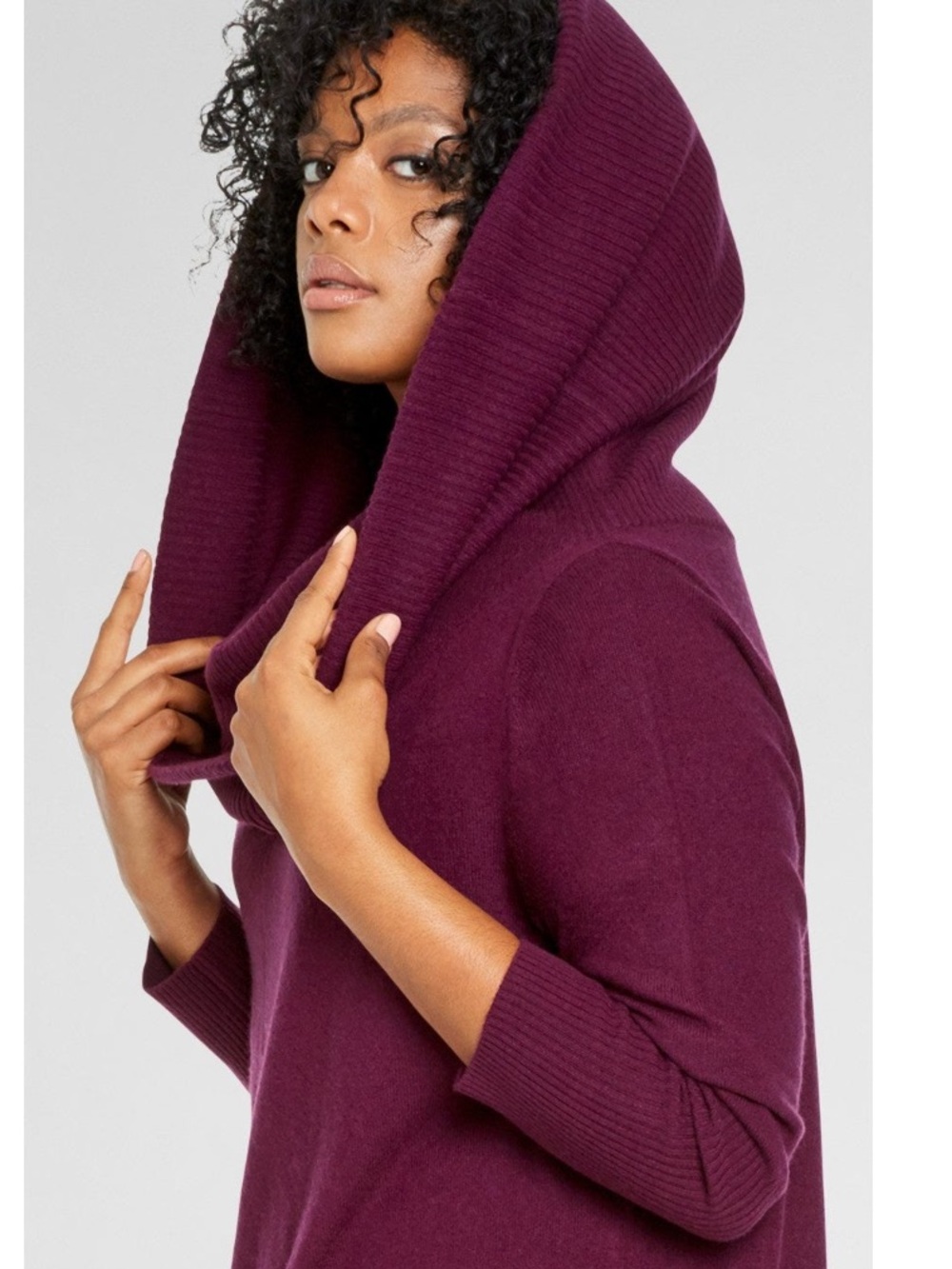 Universal Standard Dani Cowl Sweater Dress in Plum Cashmere Wool